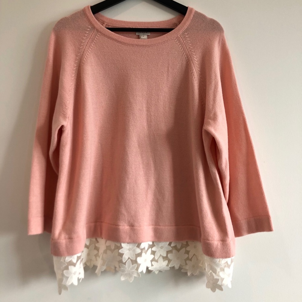 J.CREW 3/4 SWEATER WITH FLORAL LACES